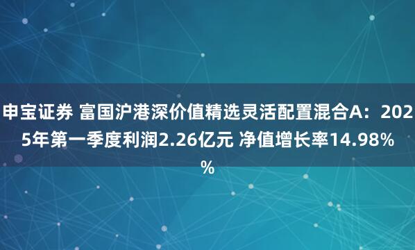 申宝证券 富国沪港深价值精选灵活配置混合A：2025年第一季度利润2.26亿元 净值增长率14.98%