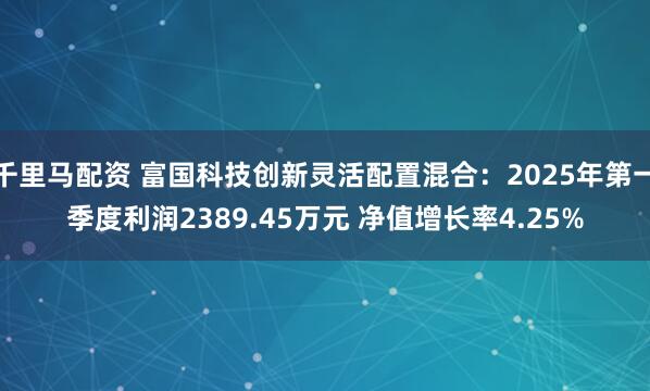 千里马配资 富国科技创新灵活配置混合：2025年第一季度利润2389.45万元 净值增长率4.25%
