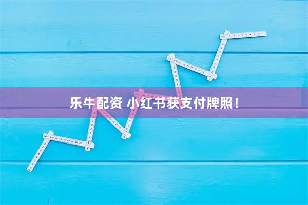 乐牛配资 小红书获支付牌照！